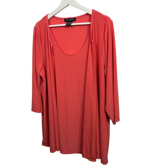 Elie McCarthy Plus 3X Orange Stretch Blouse 3/4 Sleeve Tunic Top - Picture 1 of 10